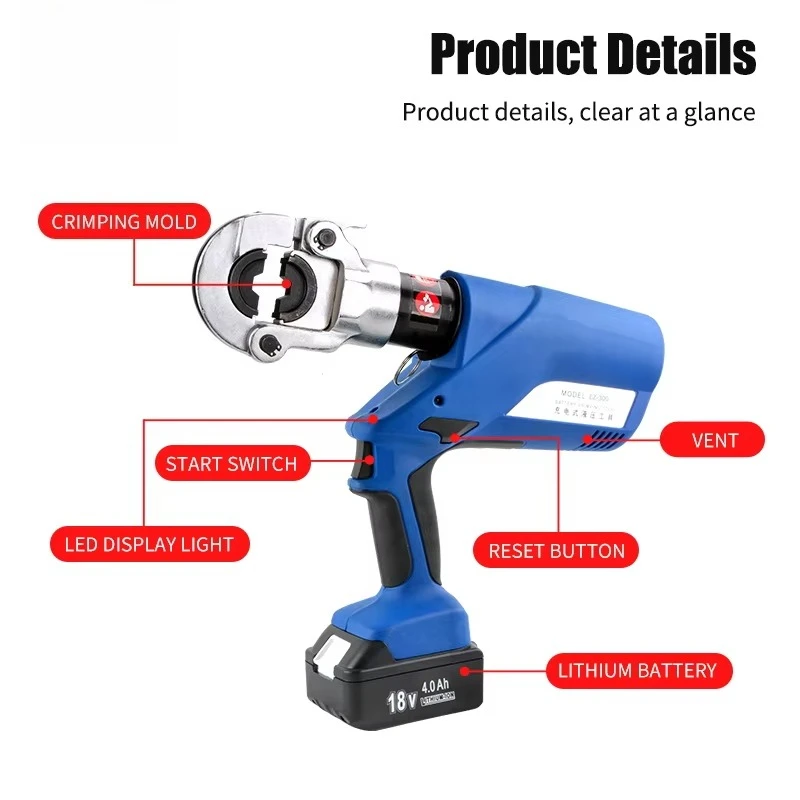 

Hot Sale EZ-300 Li-Ion Battery Powered Hydraulic Tools Cable Crimper and Pliers for Cutting and Crimping Hydraulic Cables