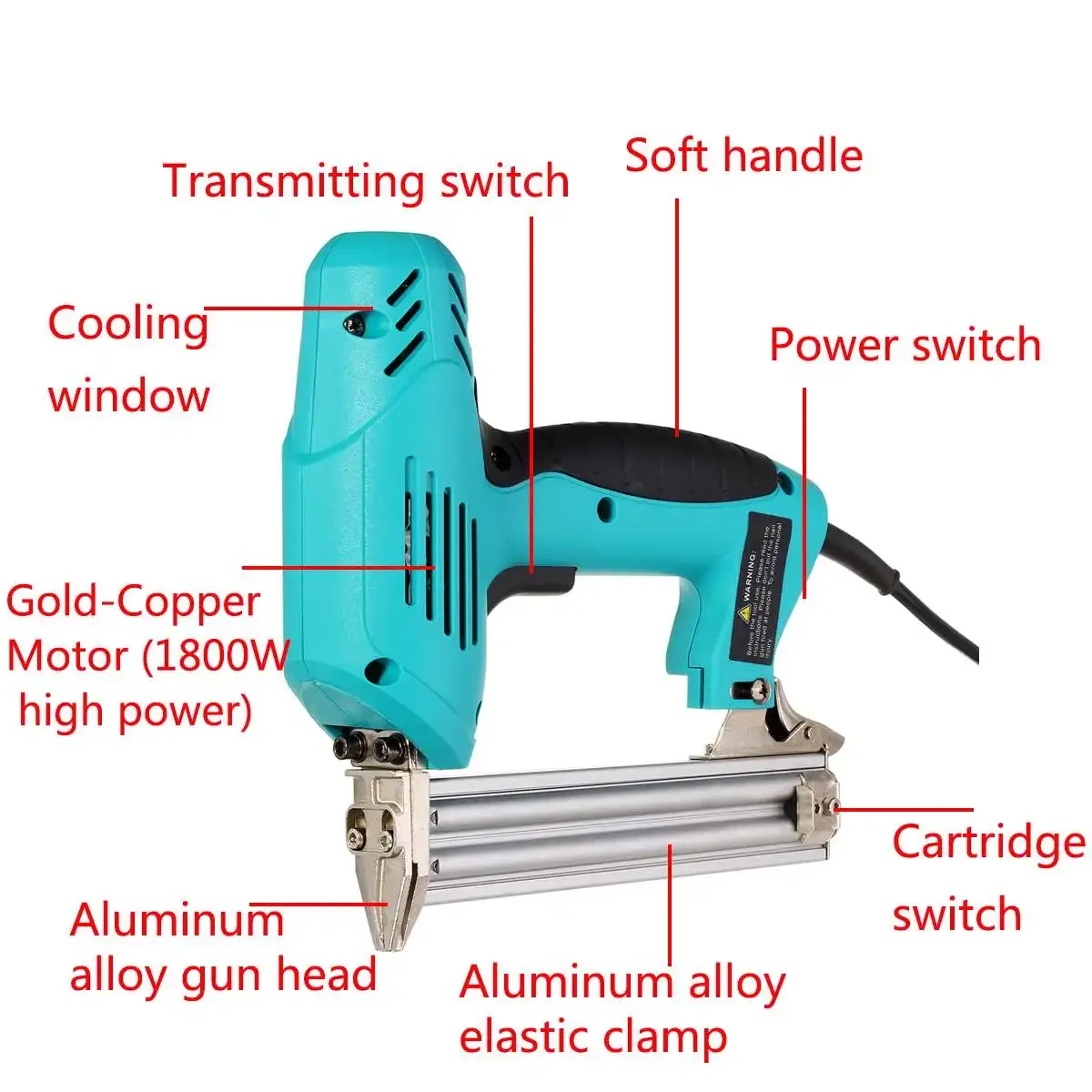 220V 2000W  Electric Straight Nail Gun 10-30mm High Power Heavy-Duty Woodworking Tool Electrical Staple Nail