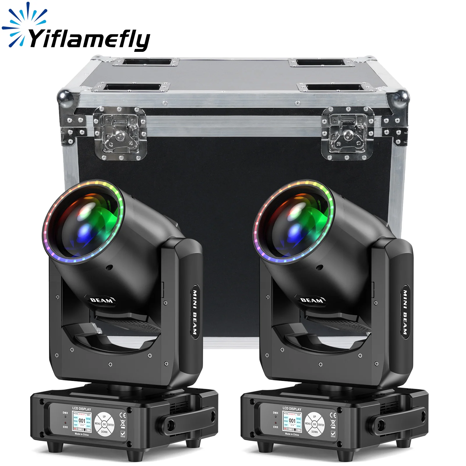 Yiflamefly 2Pcs 450W Moving Head Lights+1Pcs Flightcase With Wheel Combination Set For Wedding Party Music Show Stage Lighting