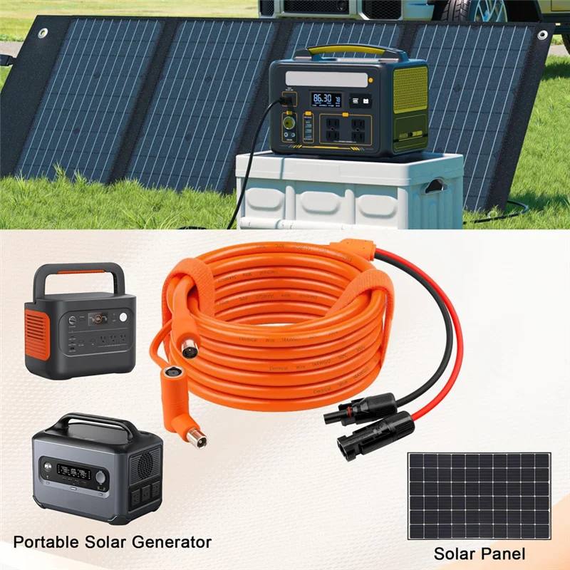 Abko-solar para dc 8mm cabo de extensão de carga 10ft, 12awg + 14awg cabo solar com conector do painel solar para dc7909/8020