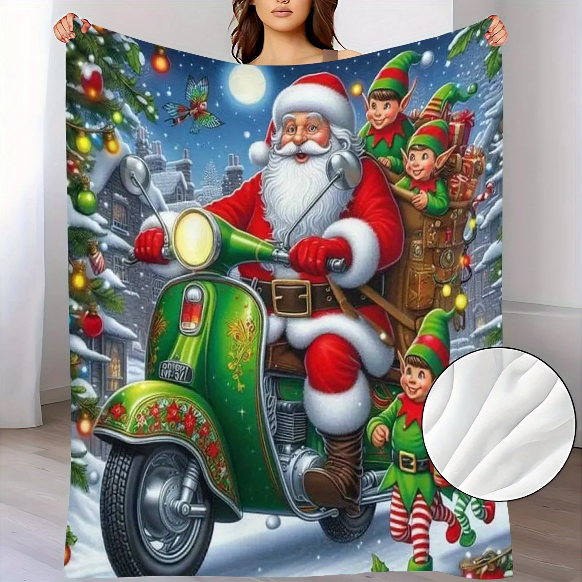 Santa Claus and Gnome Pattern Flannel Small Throw Blanket, Soft and Warm Blanket, Suitable for Sofa Blanket, Home Leisure Blanke