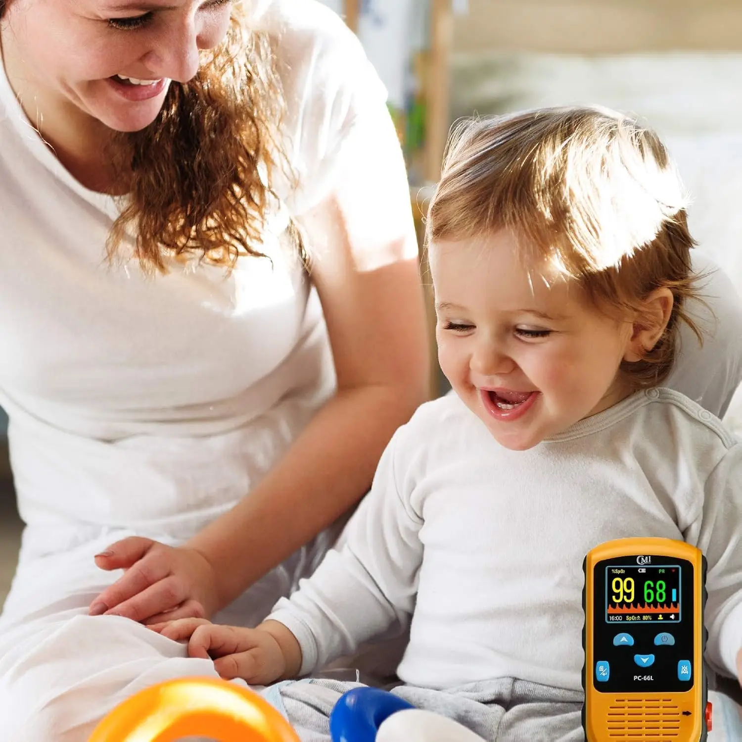 Health Rechargeable Pulse  Continuous Infant Monitoring (Up to 25 lbs) & Adult Finger Spot-Checking - Adjustable