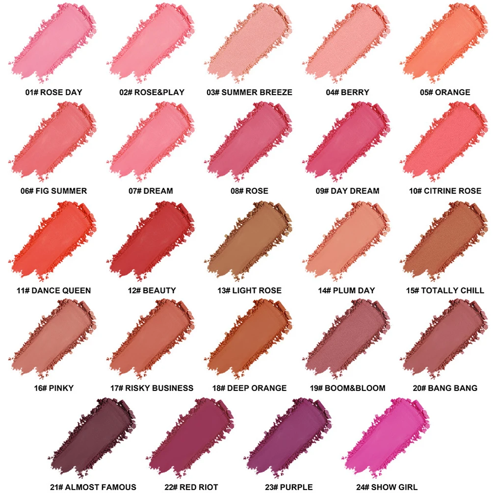 24-color Private Label Blush Powder Custom Logo Long Lasting Waterproof Oil Control Natural Shimmer & Matte Makeup Cruelty Free