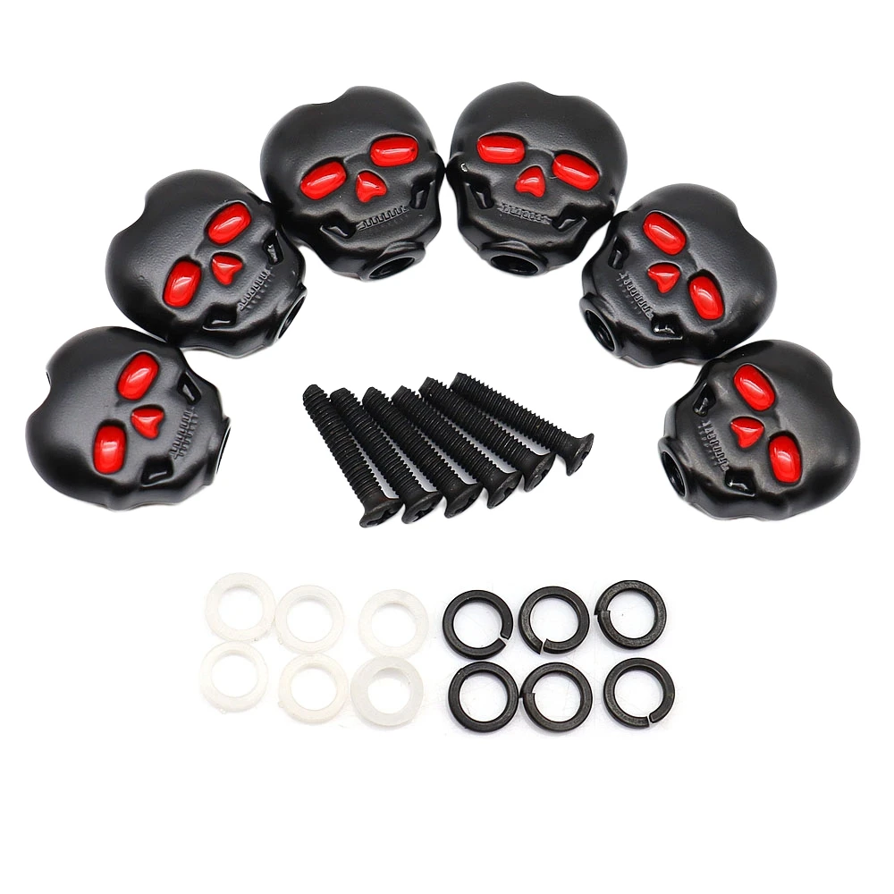 6 Stück Gitarren-Knopfgriffe in Totenkopfform aus Metall für Folk-, E- und Akustikgitarren – Detail 4