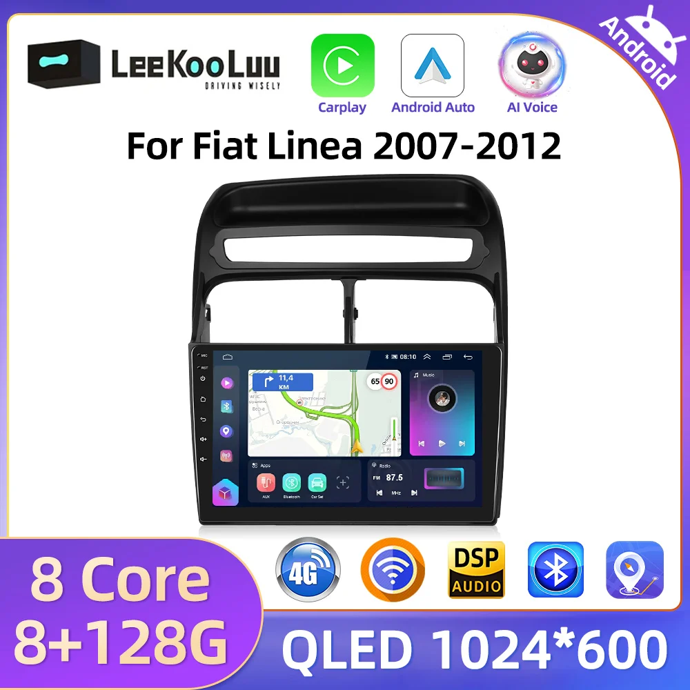 LeeKooLuu Car Multimedia Player Android Radio For Fiat Linea 2007-2012 GPS Stereo WIFI Bluetooth Wireless Carplay Android Auto