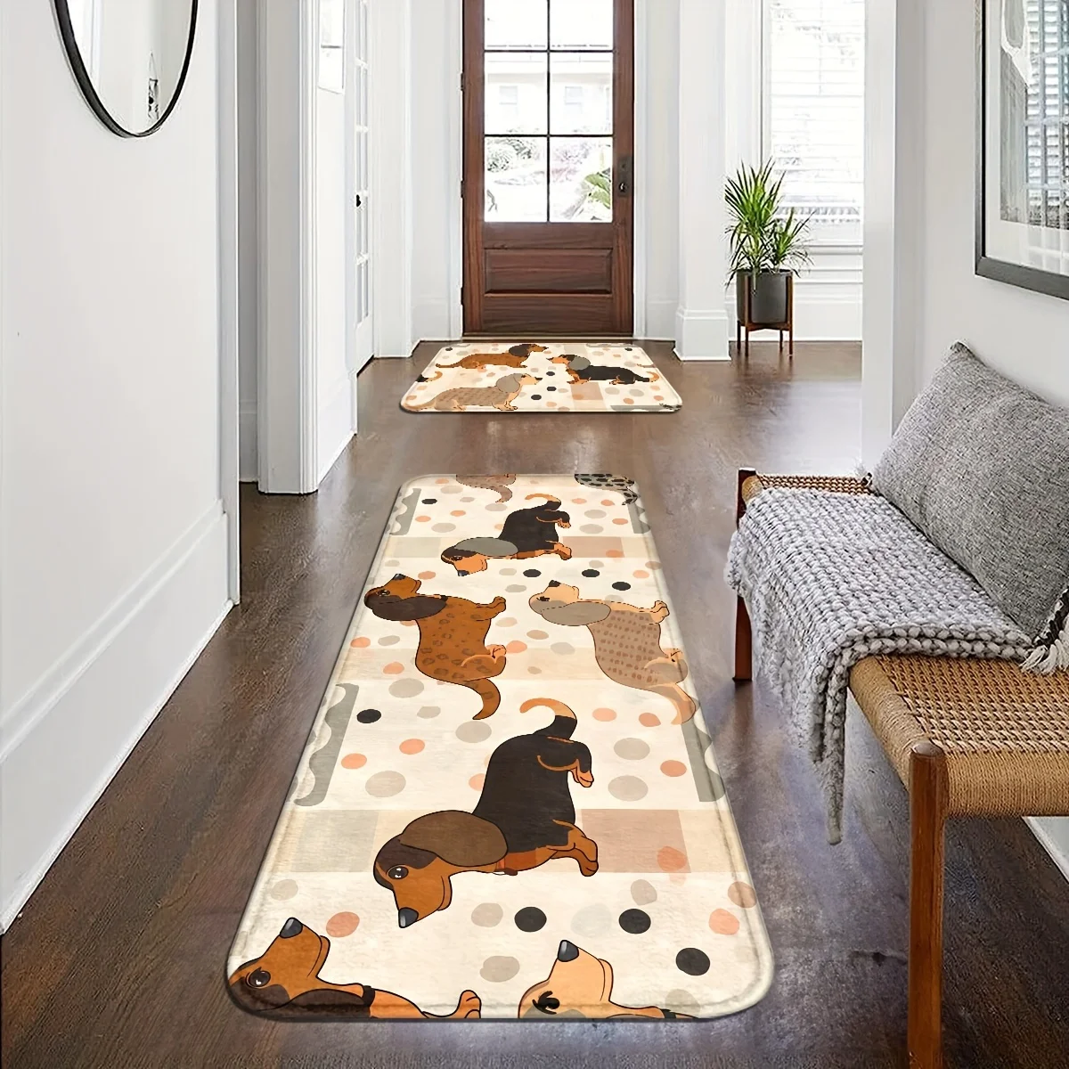 VIKAMA 1pc Adorable Dachshund Dog Door Mat Living Room Carpet Home Decor Entrance Rug for Kitchen Laundry Room Rugs Bathroom Mat