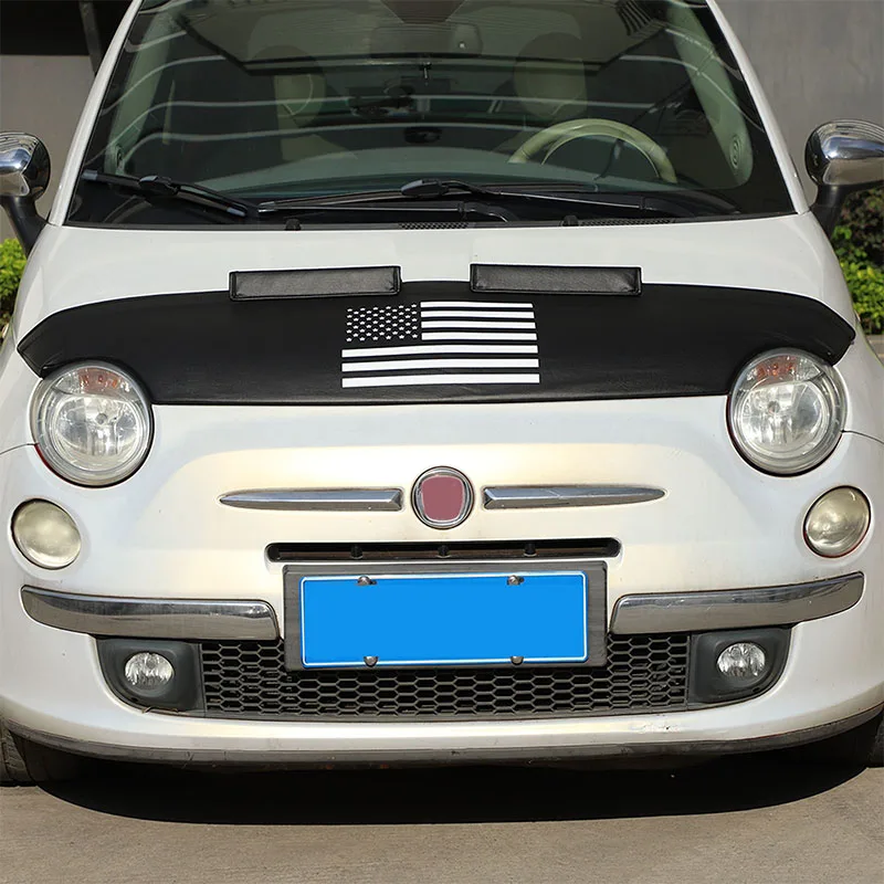 

For Fiat 500 2007-2024 Car Hood Sand and Stone Deflector Protection Cover Leather Exterior Modification Decorative Accessories
