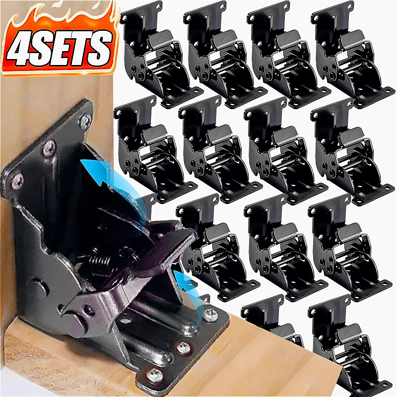 

1/4sets 0°-180° Folding Hinge Heavy-duty Self-locking Table Chair Hinges Furniture Repair Fasteners with Screws Hardware Supply