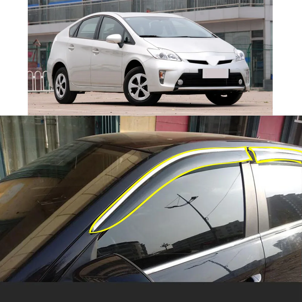 

Car Body Styling Sticker Plastic Window Glass Wind Visor Rain/Sun Guard Vent Parts For TOYOTA Prius 2011 2012 2013 2014 2015