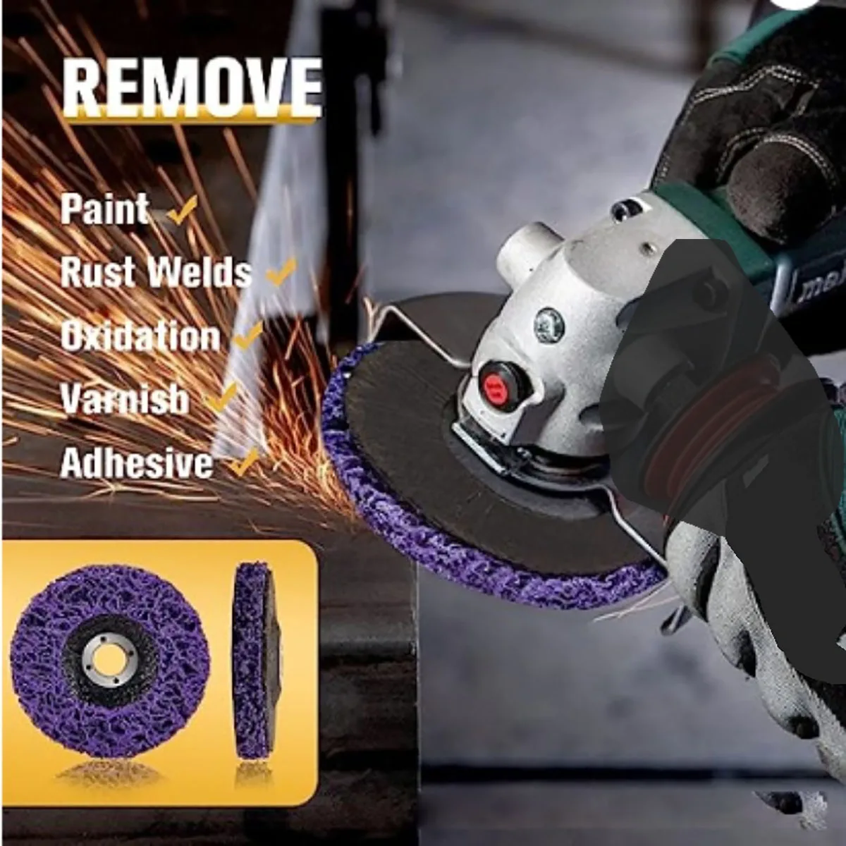 5Pcs 125mm 5inch Puple Poly Strip Disc Grinding Wheels Flap Disc for Angle Grinder Accessory Paint Rust Removal Clean Abrasive