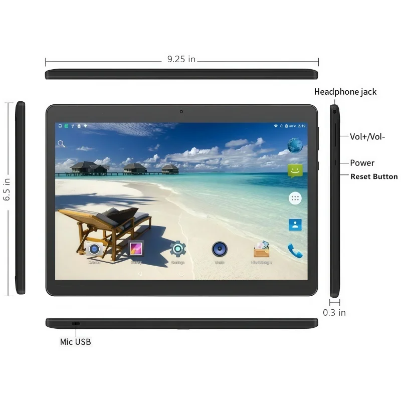 10.1 INCH Android 9.0 Tablet PC T10 RAM 2GB ROM 32GB CPU Processor Quad-core WIFI V9 Dual Camera