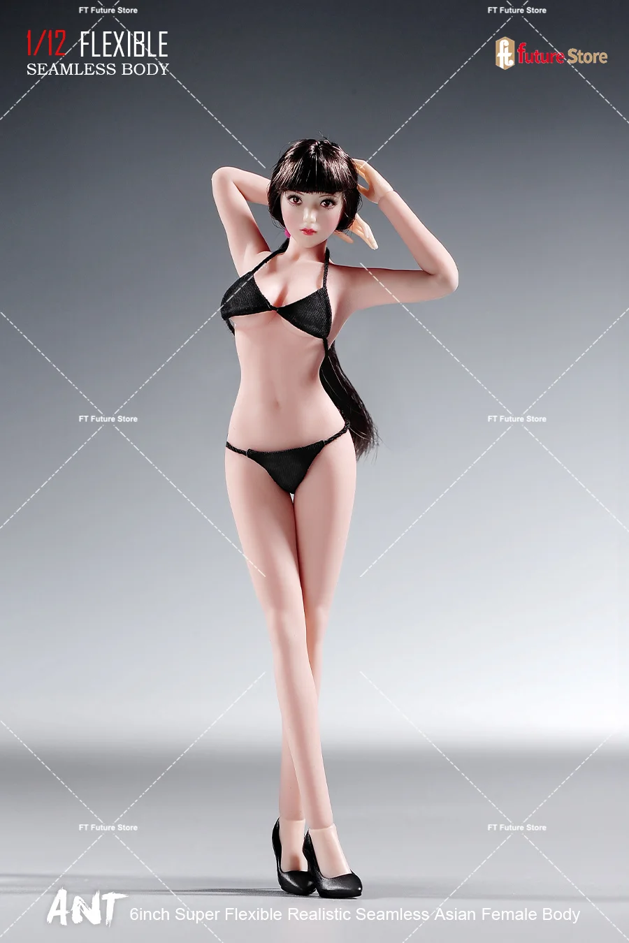 ANT T305 1/12 Female Seamless Body with Detachable Feet 6'' Pale Suntan Skin Super Flexible Soldier Action Figure Body Model