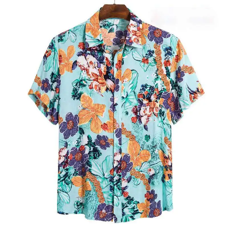 

Casual Floral ort Sve irt Lapel Flip Casual Floral ort Sved irt Stand Fit Youthful Trend Sun Protection Treae...