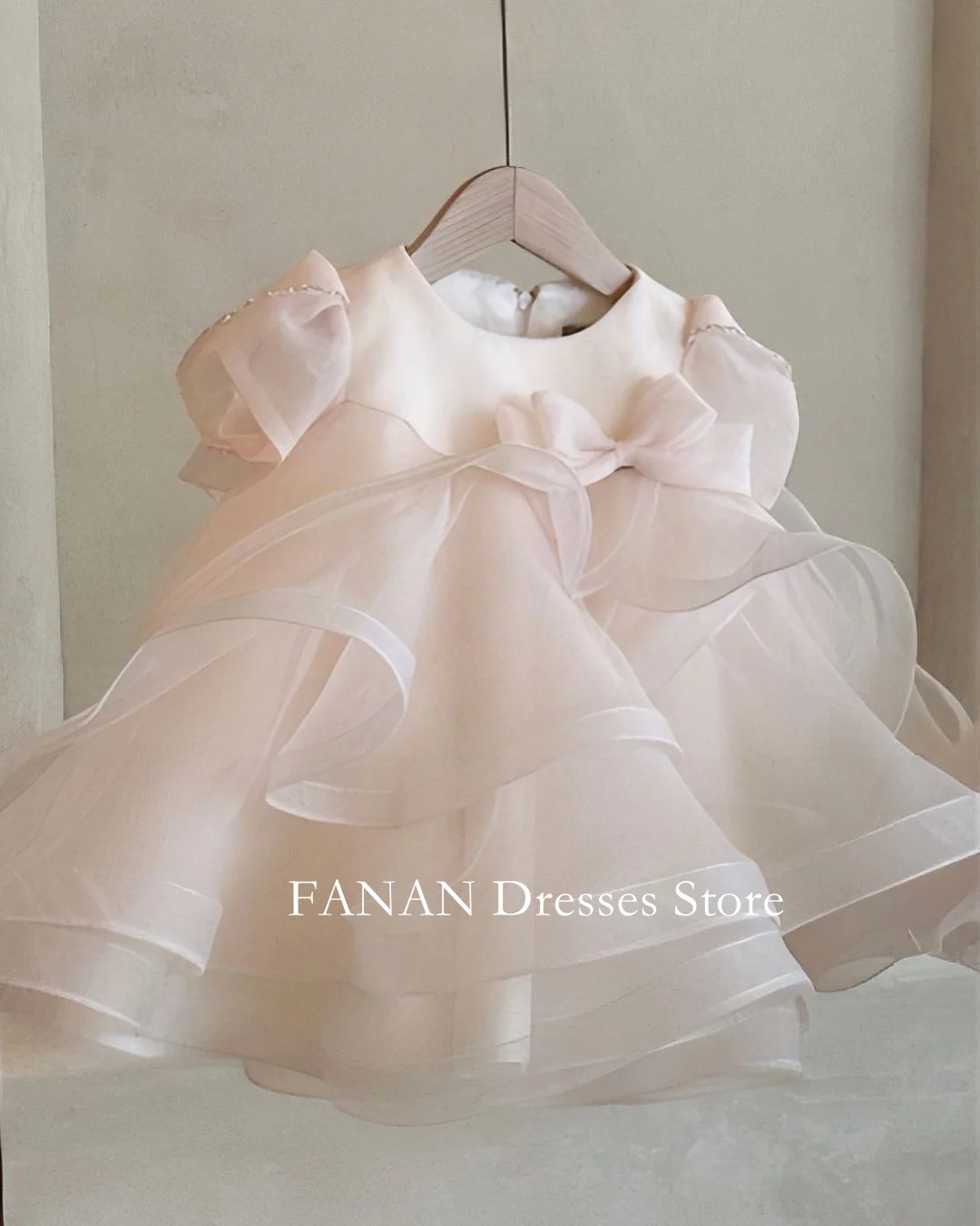 FANAN Loveyly Flower Girl Dresses Little Bow Elegant Princess Organza Customized For Kids Birthday Party First Communion Dress