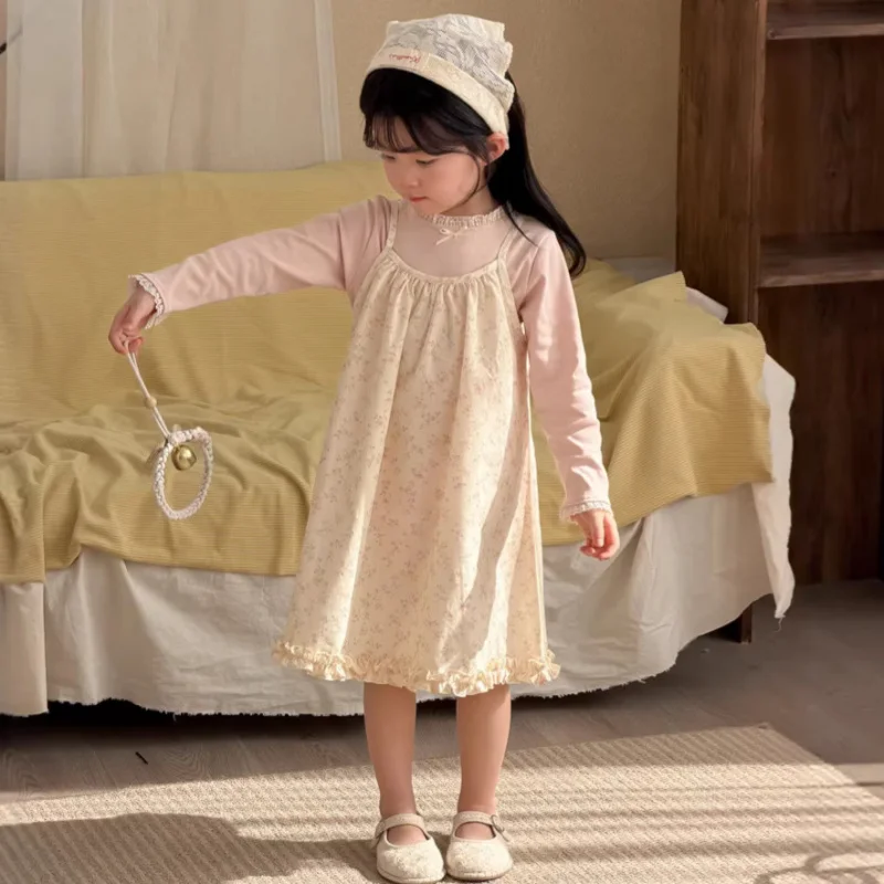 

Children's dress from the "Wheat Field Season" collection for girls2026Spring Floral Dress for Children, Sweet and Fresh Cotton