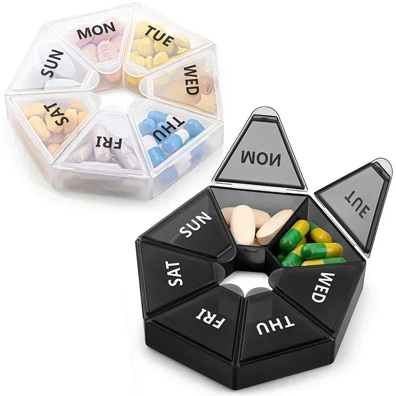 

1Pc 7 Days Weekly Color Medicine Box Pillbox Dispenser Portable Travel Vitamin Box Sort Tablet Holder Organizer Container Cases