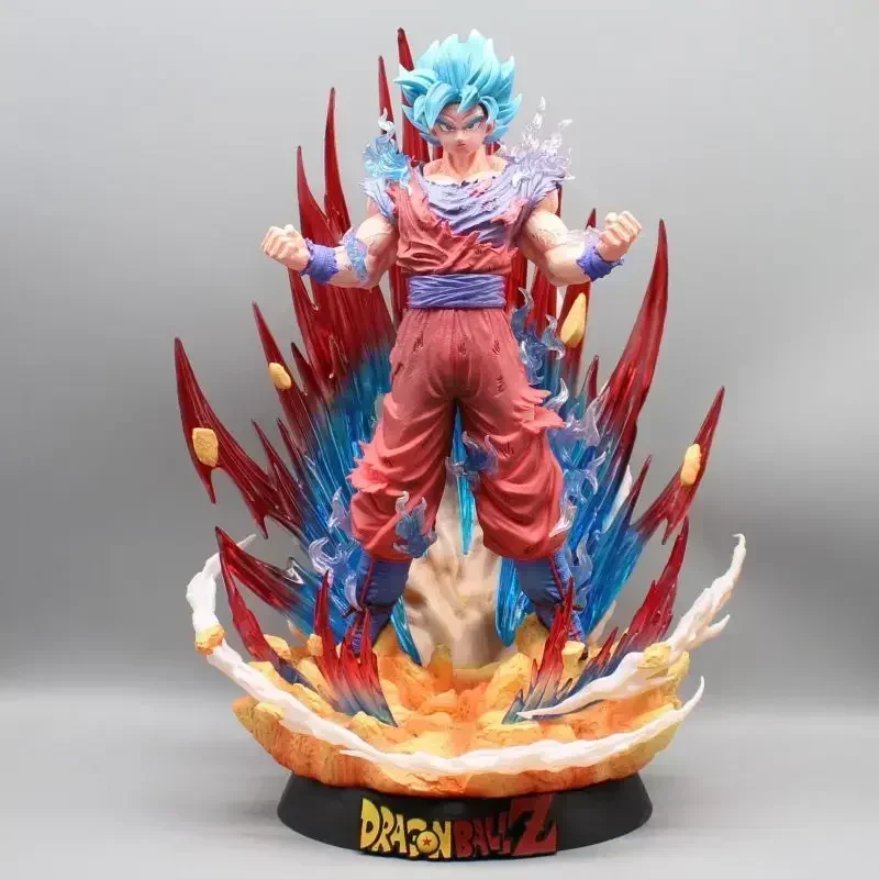 39cm Dragon Ball Son Goku Anime Figure Gk Blue World King Fist Super Saiyan Action Figurine Doll Collection Model Kids Toys