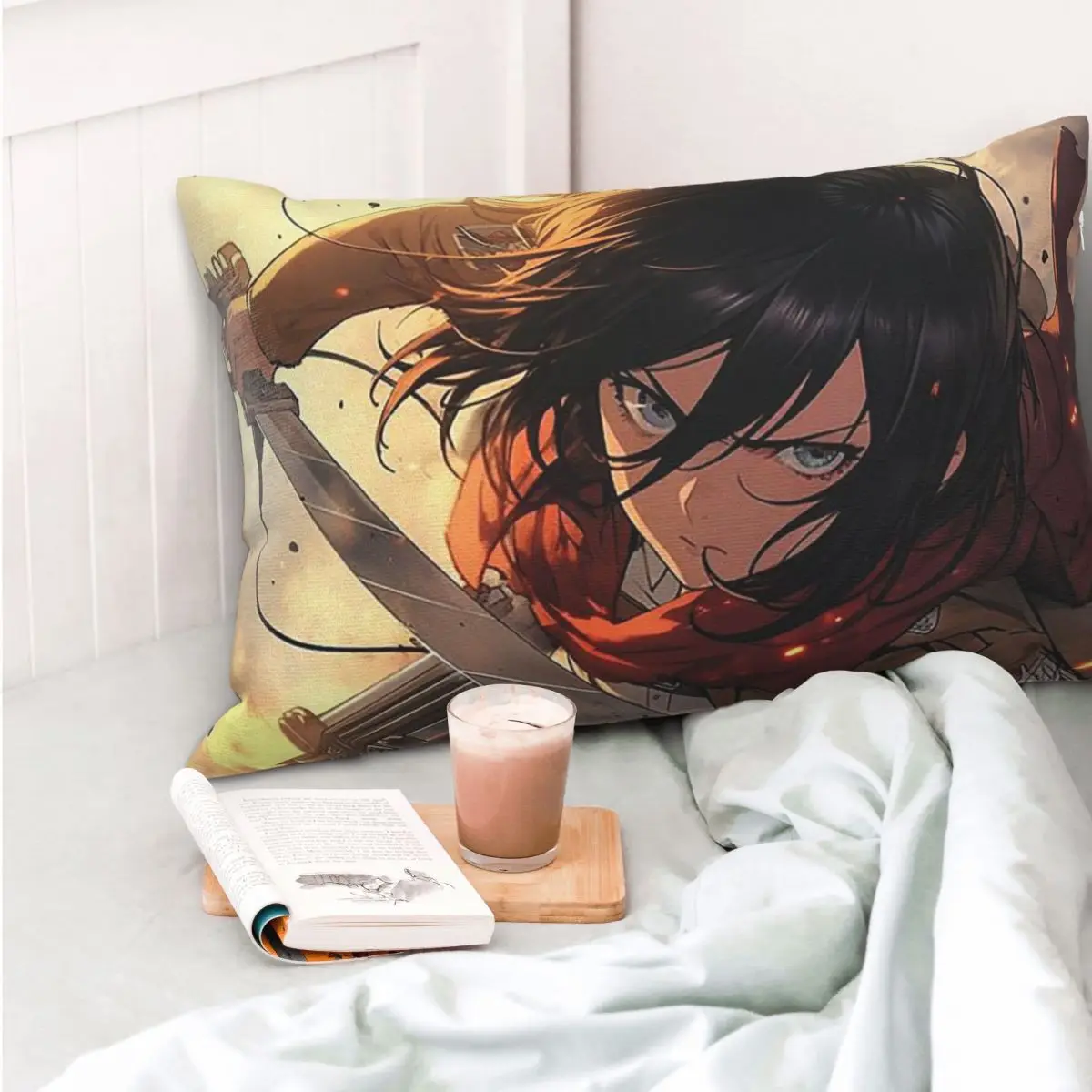 Anime Attack On Titan Mikasa Ackerman Rectangle Pillowcase Cushion Cover Decorative Bedroom Bed Home Comfort Throw Pillow