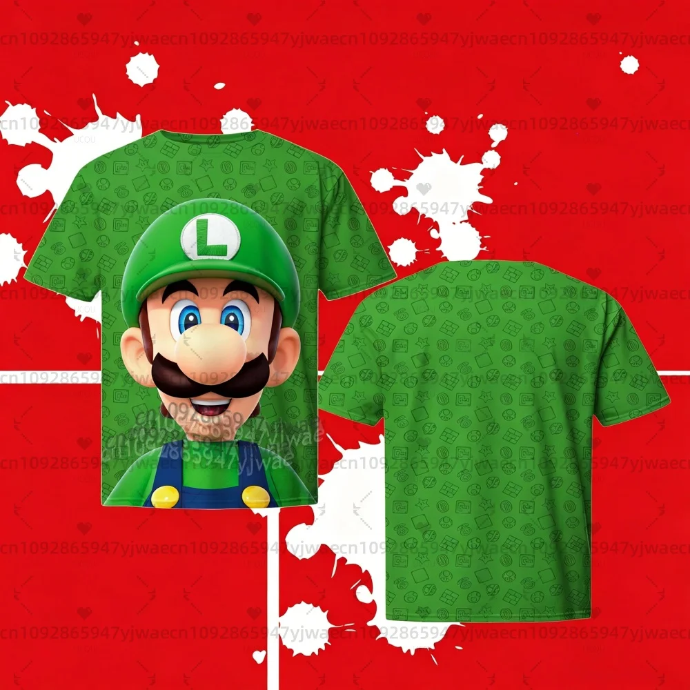 Koszulka męska Super Mario Bros. Yoshi Peach 2026, letnia sukienka dla dzieci, koszulka chłopięca, koszulka męska damska z krótkim rękawem, urocze koszulki urodzinowe dla dzieci. — zdjęcie 7