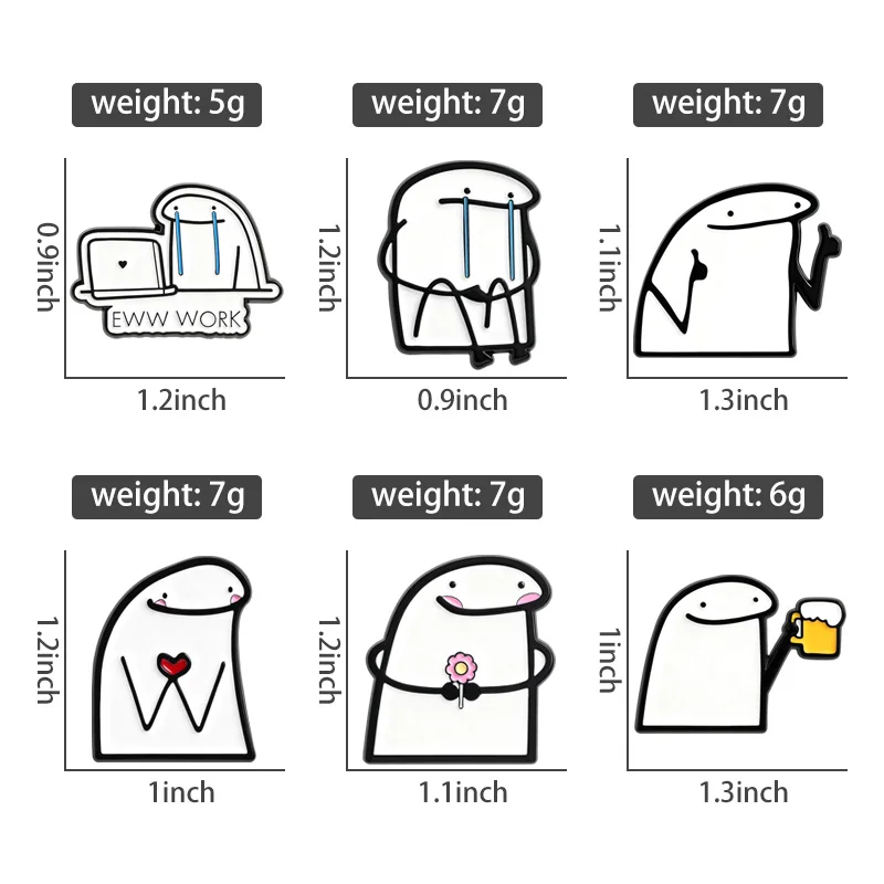 Flork Memes Enamel Pins Ewww Work Crying Brooches Lapel Badges Clothes Funny Cute Cartoon Jewelry Gift for Friends