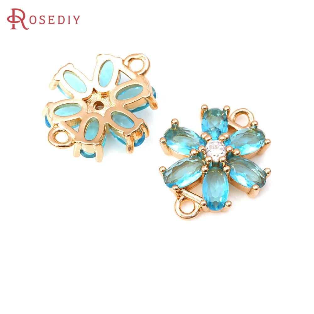 18K Gold Color Brass Zircon Flower Necklace Earrings Charms Pendants High Quality Diy Jewelry Accessories Making Materials