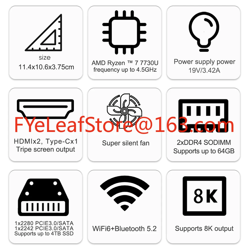 New Mini PC Gamer AMD Ry-zen 7 7730U R9 5900HX Win-dows 11 2xDDR4 2xNVMe Gaming Mini Computer Barebone 8K HTPC WiFi6 BT5.2