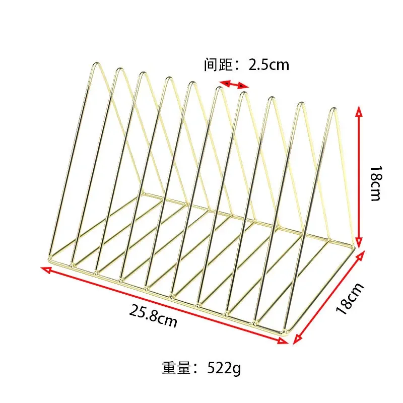 new Nordic Gold Wrought Iron 9-grid Bookshelf Bookstand Desktop Small Shelf Document Book Storage Rack Storage