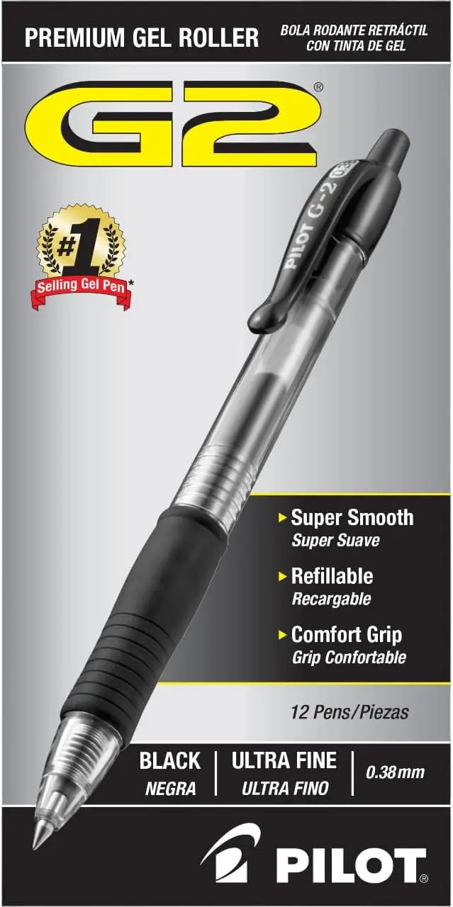 

Ultra Fine Point Gel Pens, Black Ink, 12-Pack, Smooth Writing & Refillable