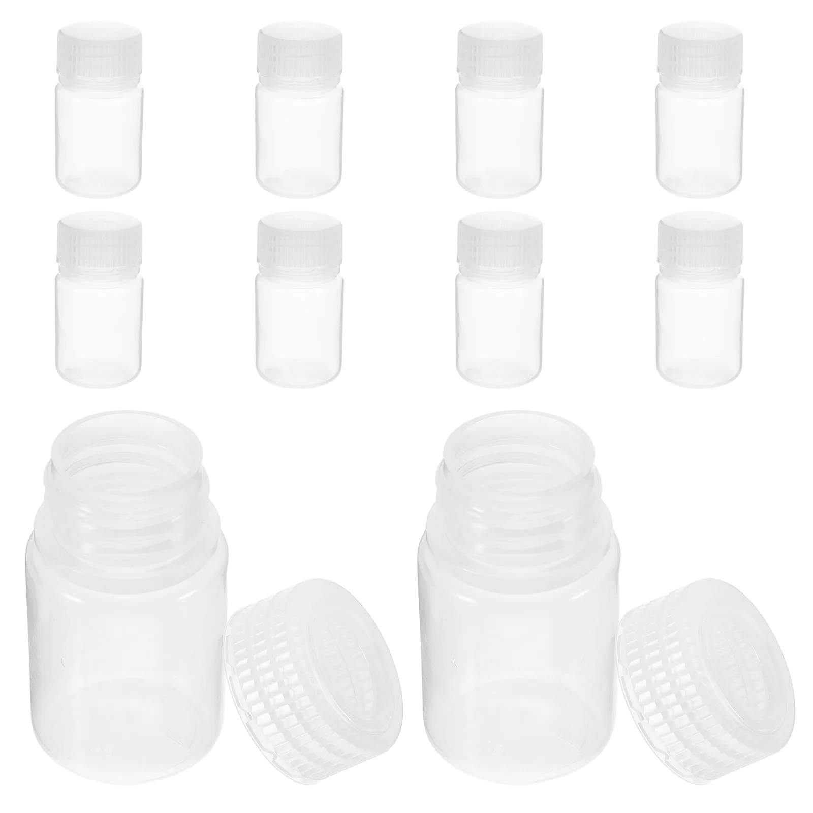 10Pcs 30ml High Temp Resistant Reagent Bottles Clear Screw Caps Chemical Plastic Vials Plastic Vials with Caps