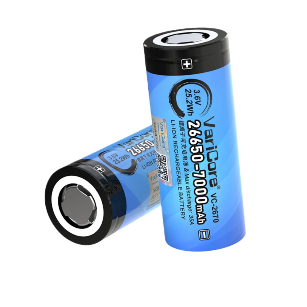 VariCore VC-2670 3.7V 7000mA 26650 Lithium Rechargeable Battery Suitable for Strong Light Flashlight Headlight