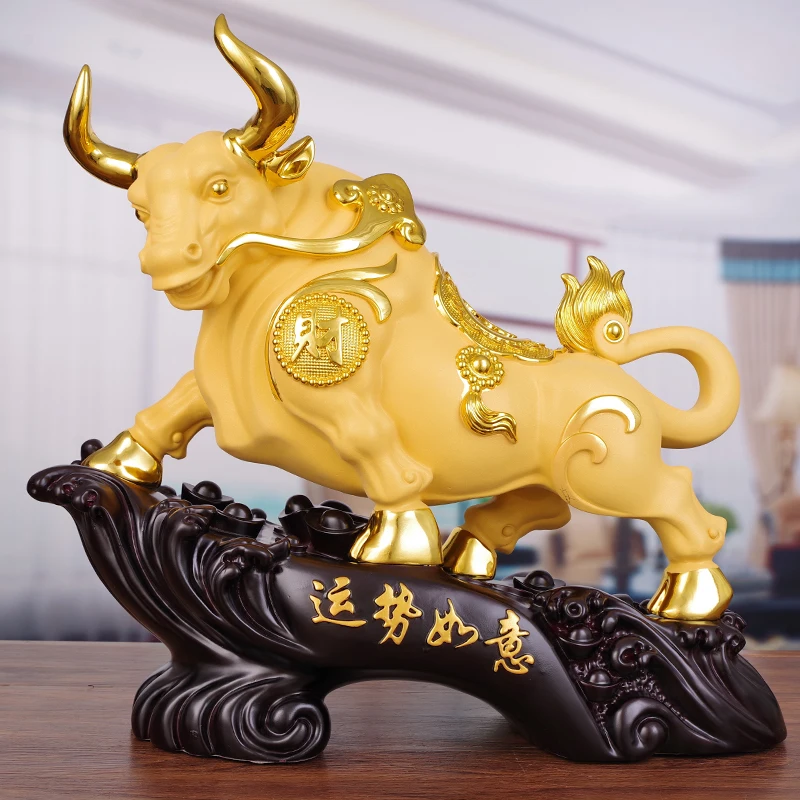 

Home decoration accessories Cow ornament Zodiac Ox Gift for opening a company store Resin Crafts room decor