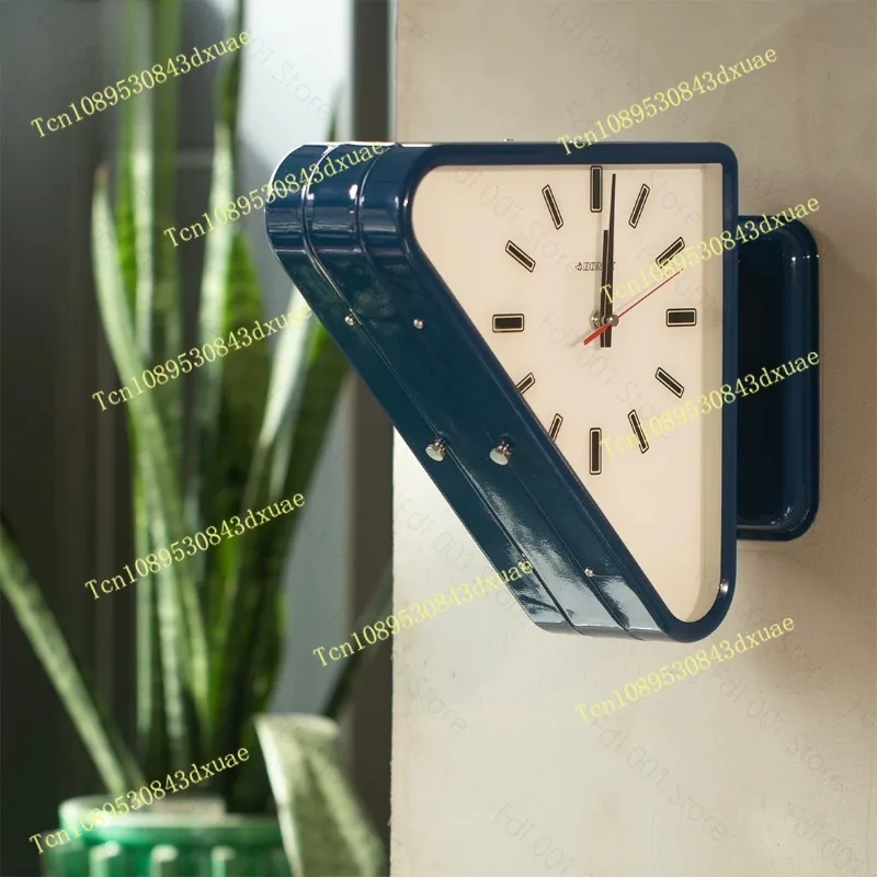 Metal Double-sided Triangular Wall Clock Wall Silent Clock Simple Wall Decoration