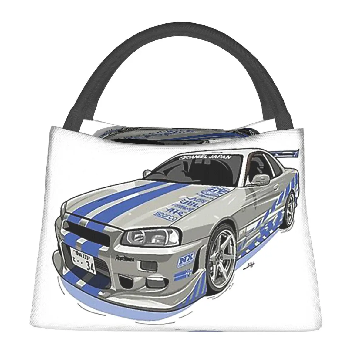 Fast And Furious Skyline Insulated Lunch Bag for Women Kids Portable Food Boxes Thermal Lunch Box Tote