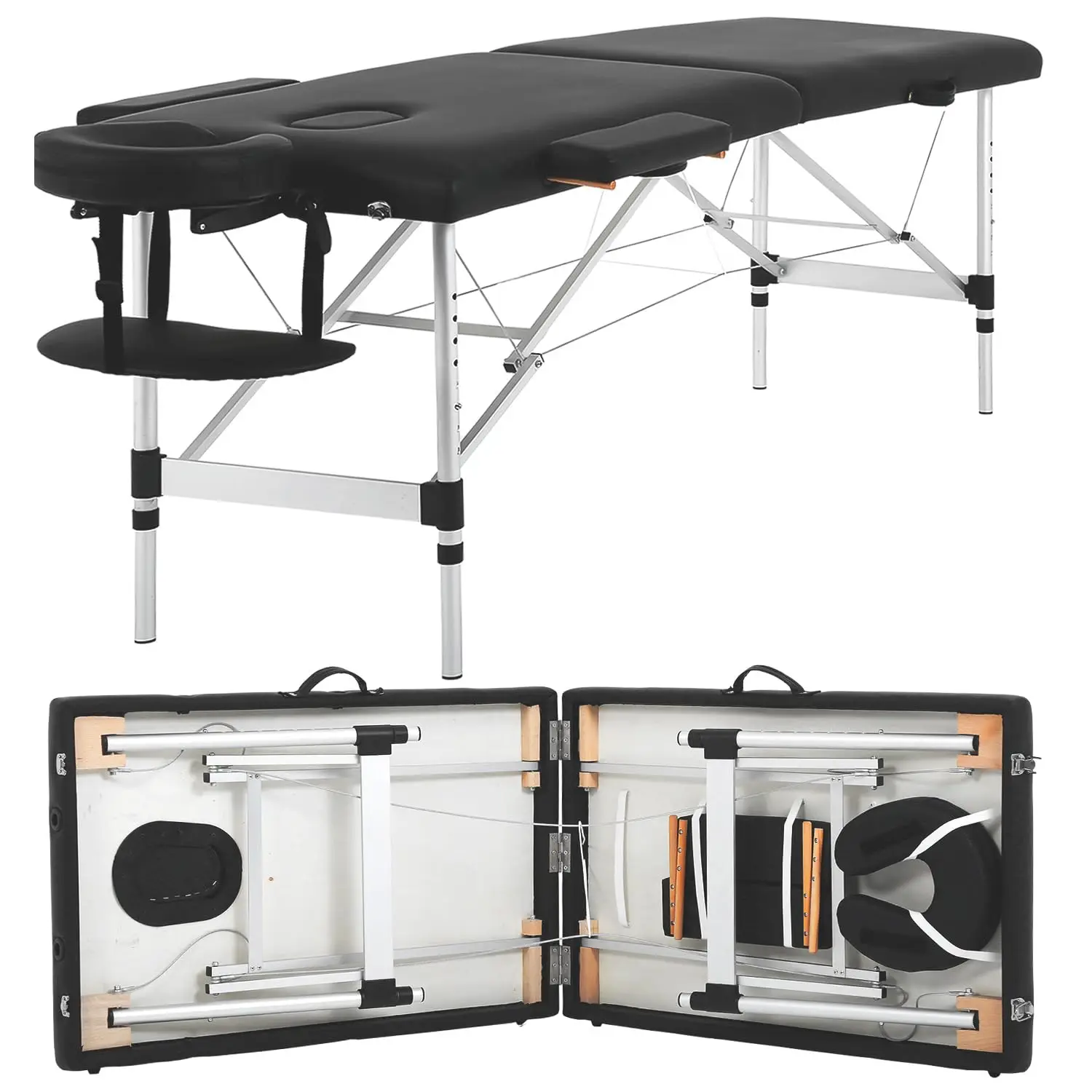 

Aluminium Massage Bed Portable Massage Table 24 inch Wide Lash Bed 2 Folding Height Adjustable Spa Table with, Customized