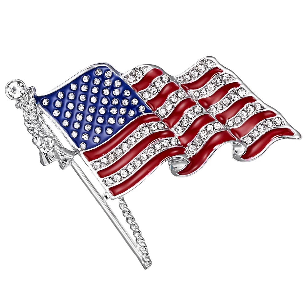 Ornament American Flag Brooch USA United States Badge Lapel Pin Diamond Breastpin Red Man