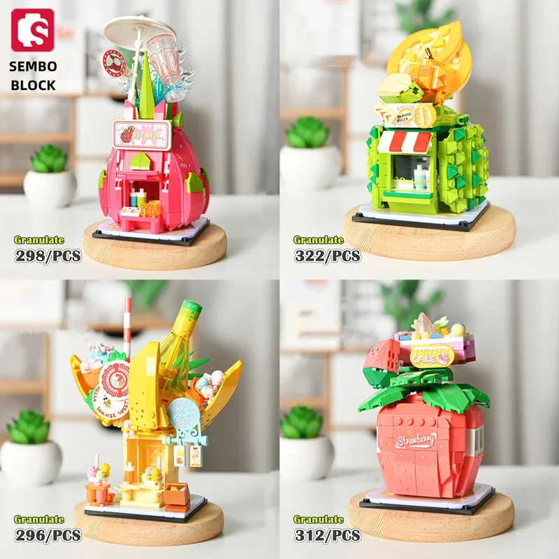 

SEMBO BLOCK street view building blocks fruit model educational assembled children's toys kawaii ornaments boy birthday gift