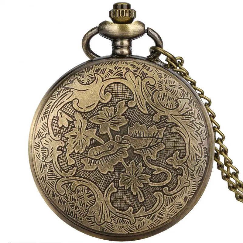 Bronze Retro Poker Cards Skull Design Ghost Display Steampunk Quartz Pocket Watch Fob Vintage Antique Clock with 80cm/38cm Chain