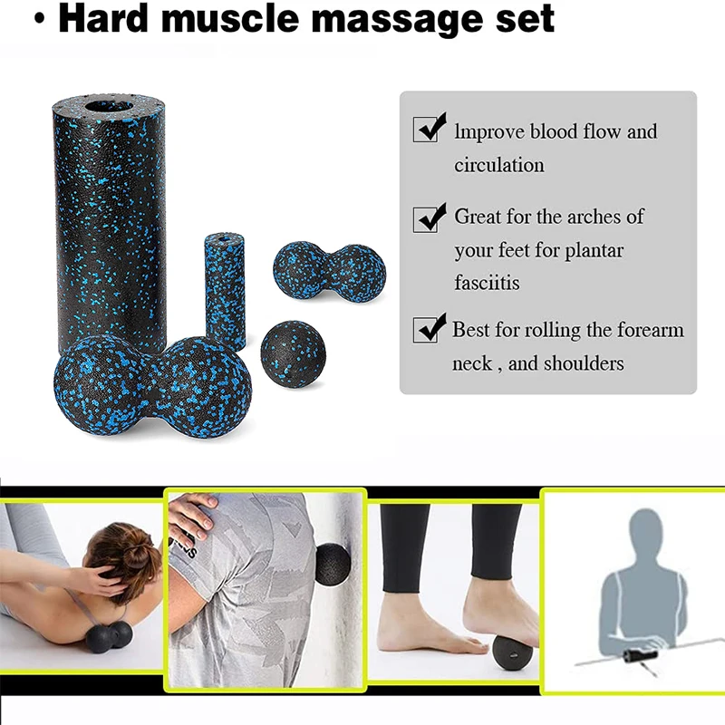 4/5 Pieces EPP Hard Foam Roller Fascia Ball Set Yoga Fitness Column Leg Back Neck Massager Exercise Physical Therapy Pain Relief