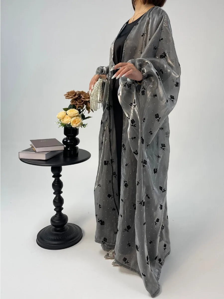 Ramadan Muslim 2 Piece Set Abaya with Dress for Women Dresses Morocco Kaftan Cardigan Eid Party Vestidos Jalabiya Arab Long Robe