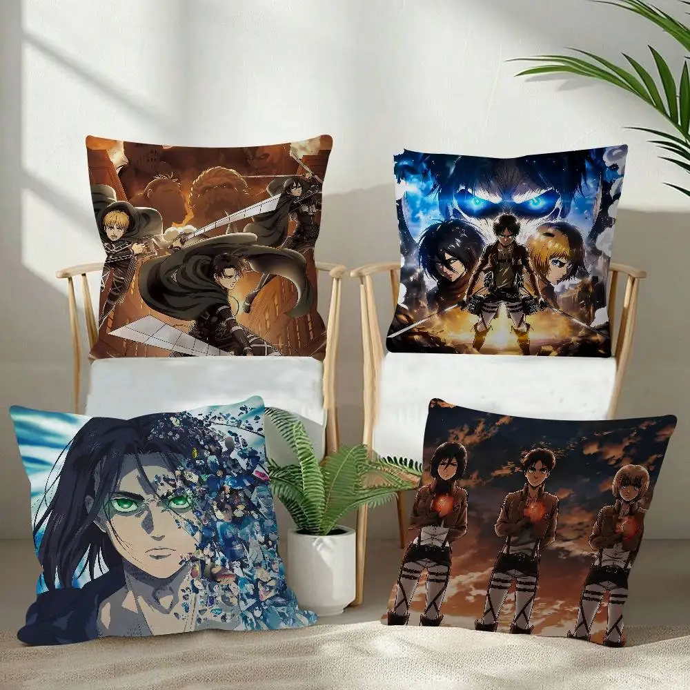 Cushion Cover Car Throw Pillow Case For Sofa Car Christmas Gift Anime A-Attacks On T-Titans