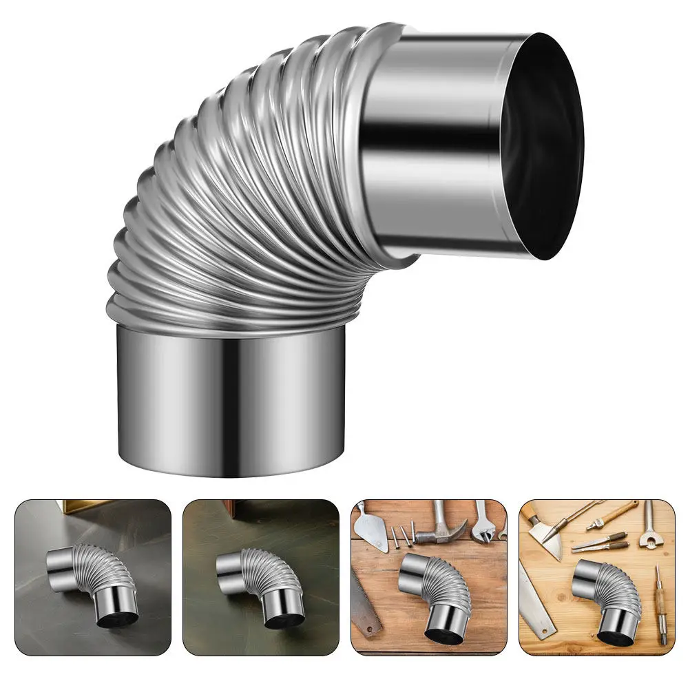 90° Stainless Steel Stove Pipe Elbow – 2pcs, Chimney Flue Bend for Indoor/Outdoor Camping & Heating