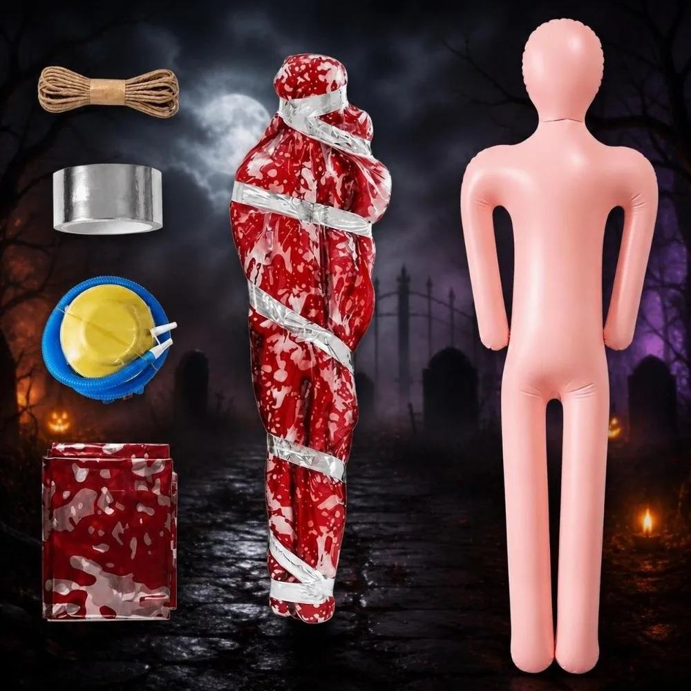 Realistic Fake Corpse Decor Creepy Waterproof Inflatable Corpse Prop Scary Red Bloody Halloween Horror Hanging Decor