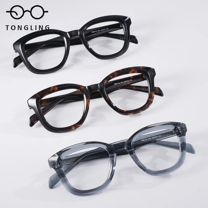 2025 High-Quality Men Handcrafted Acetate Women Retro Square Fashionable Simple Artistic Commuting High-End Personalized Glasses
