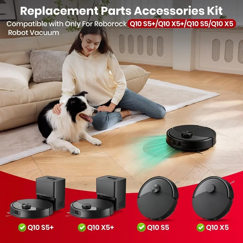 27 Packs Q10 S5 Replacement Parts Accessories For Roborock Q10 S5+, Q10 X5+ Series Robot Vacuum Kit