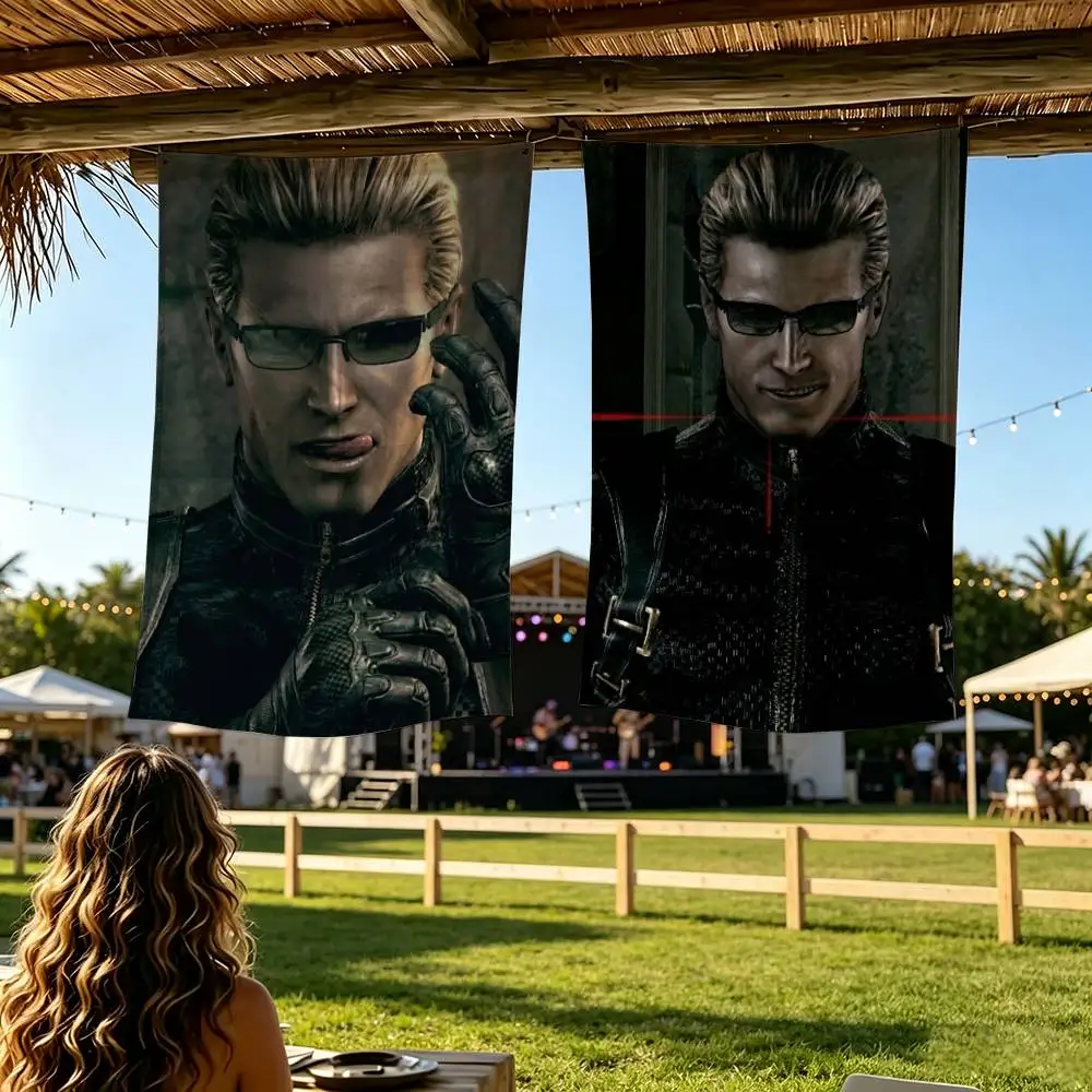 A-Albert W-Wesker Flag Digital Printing Banner for Garage Wall Out Door Decoration