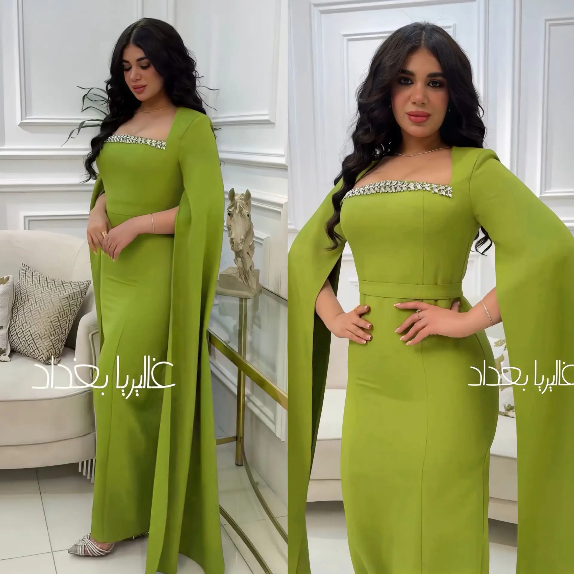 

New Middle East Dubai Muslim Fashion Embroidered Drawstring Women's Dress Fashion Simple Temperament Elegant Holiday Style High-
