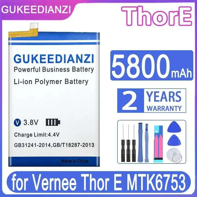 

Long-Lasting Performance Thore For Vernee Thor E MTK6753 5800Mah Mobile Phone Battery Stable