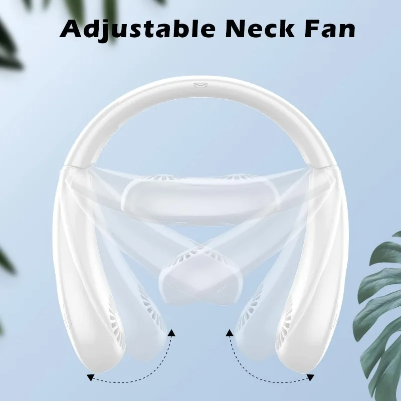 2026 New Upgrade USB Rechargeable 5000mAh Foldable Bladeless Neck Fan 3 Speeds 360° Cooling Wearable Hand-free Neck Fan For Trav