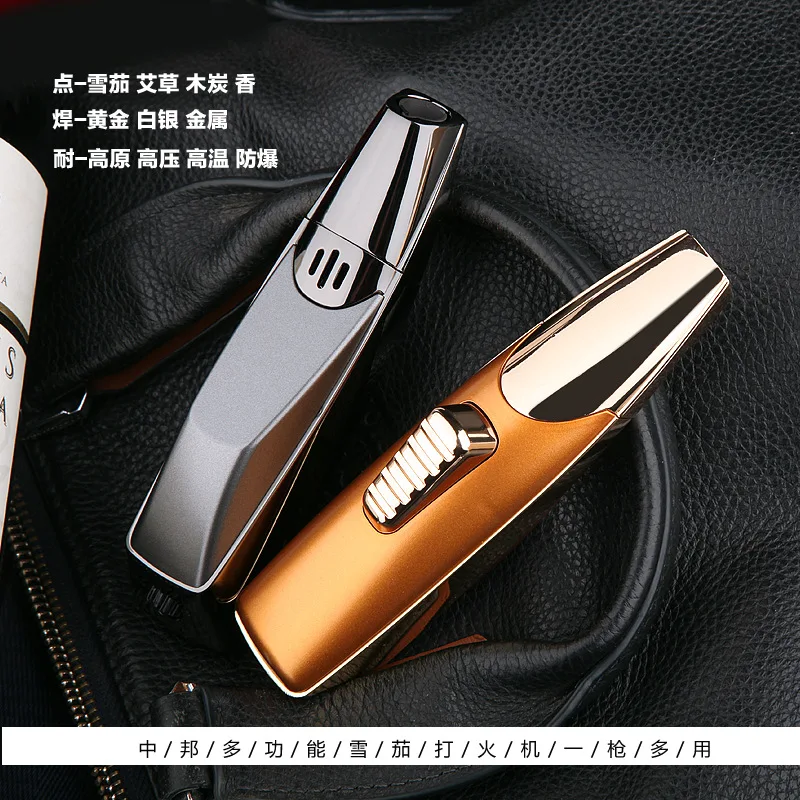 Inflatable Straight Jet Lighter, Cigar, Kitchen Baking Torch Lighter Refillable Smoking Accessories  Gadgets for Men   Clipper