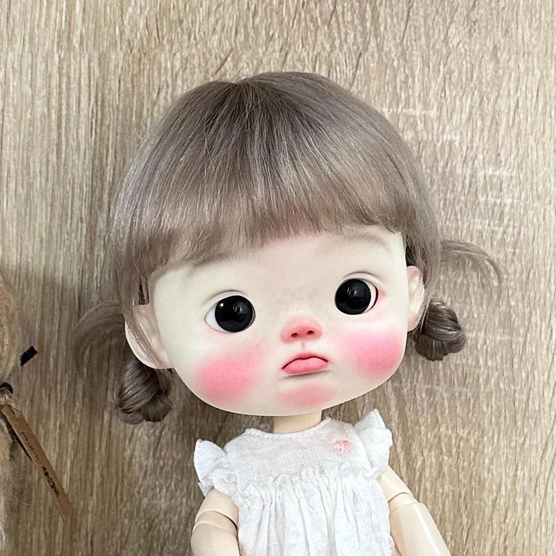 ポニーテールのかつら,10インチ,かわいい,柔らかい,bjd,長い髪,qbaby blyth,人形のおもちゃのアクセサリー